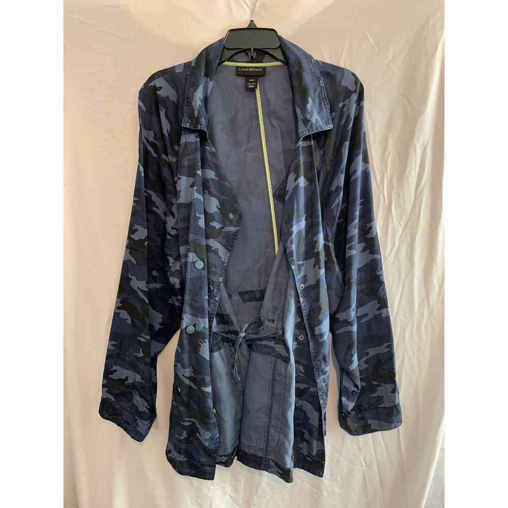 Lane Bryant Camouflage Jacket Top Camo Snap Lyocell Size 26/28 Cinch Waist - Picture 3 of 5